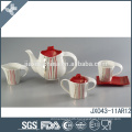 Russian style porcelain tea set for 2015 canton fair, color with gold line decal design